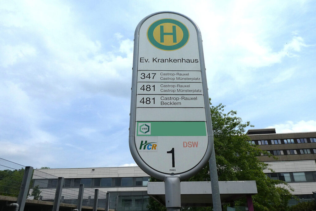 Haltenstellenschild Ev. Krankenhaus