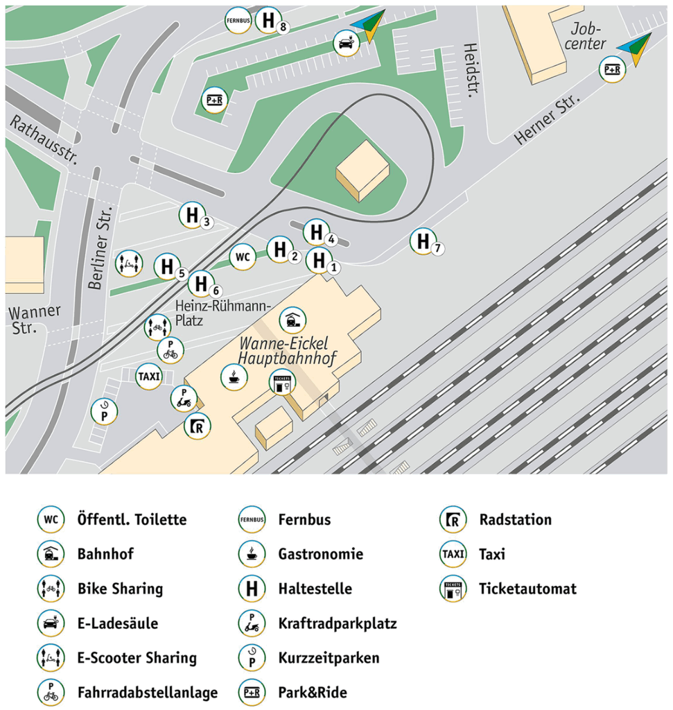 Übersicht der Mobilstation Wanne-Eickel Hbf